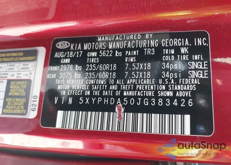 2018 Kia Sorento 3.3L Ex from USA, damaged, VIN 5XYPHDA50JG383426